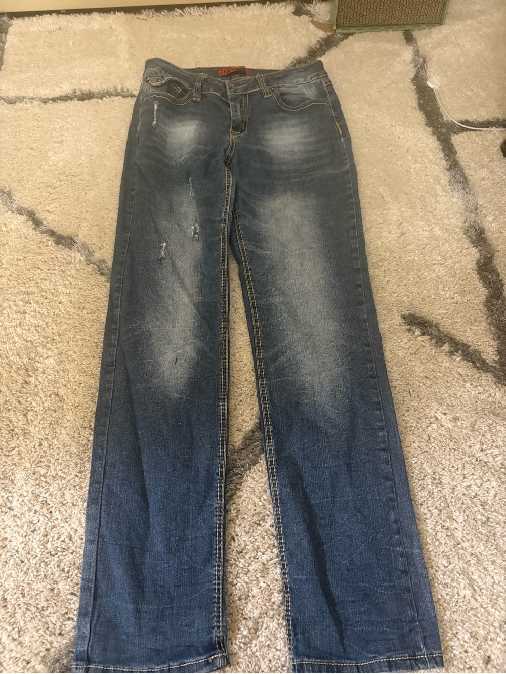 Zanadi Distressed Dark Blue Straight Jeans